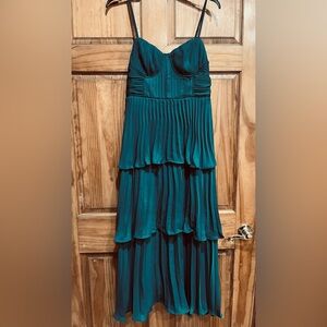 Elegant Teal Pleated Dress
